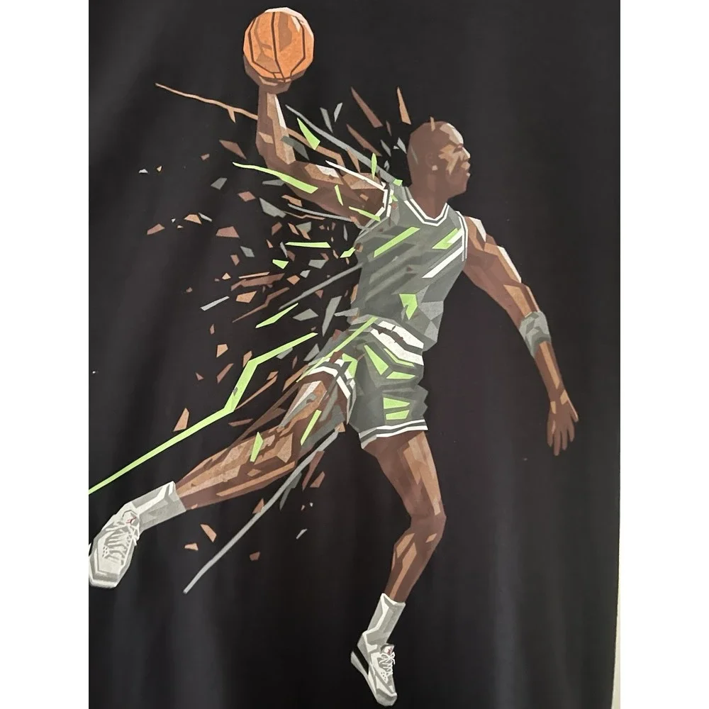 Jordan Brand T-Shirt Men's Large Basketball Slam Dunk Jumpman Black green - NWOT